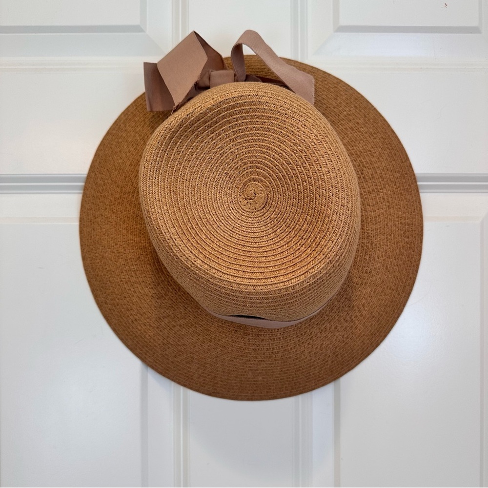 MaxMara - Intrend Tan Straw Hat with Ribbon - Beautiful - Picture 3 of 9